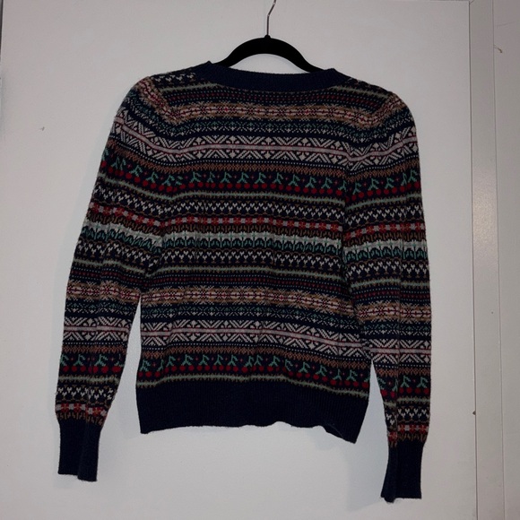 J.Crew Puff-sleeve Fair Isle crewneck sweater sz M - Picture 5 of 8